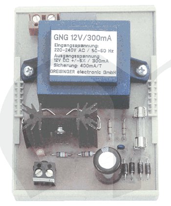 GNG 12/300 - Síťový zdroj pro montáž na lištu DIN. Výstup 12V DC 300mA.